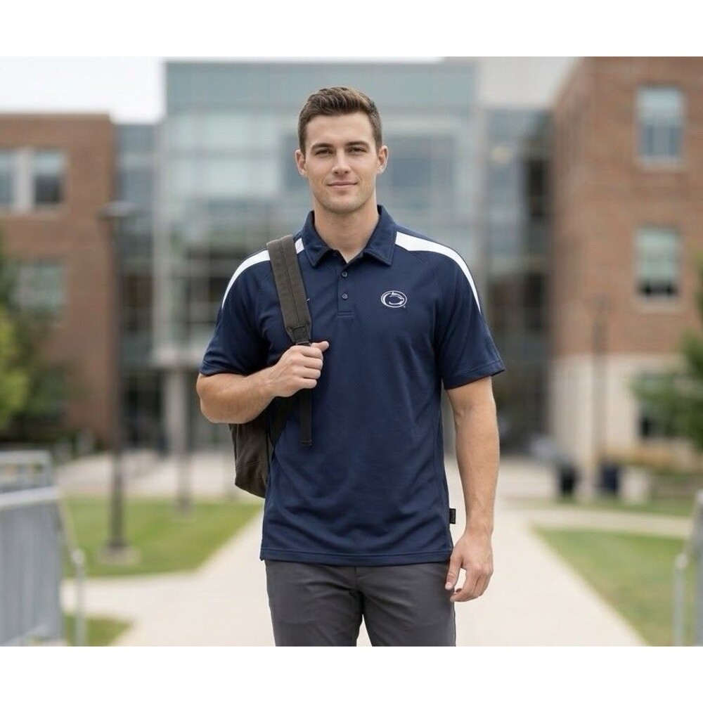 Nike Team Mens XL Penn State Nittany Lions Polo Shirt Navy Blue Short Sleeve